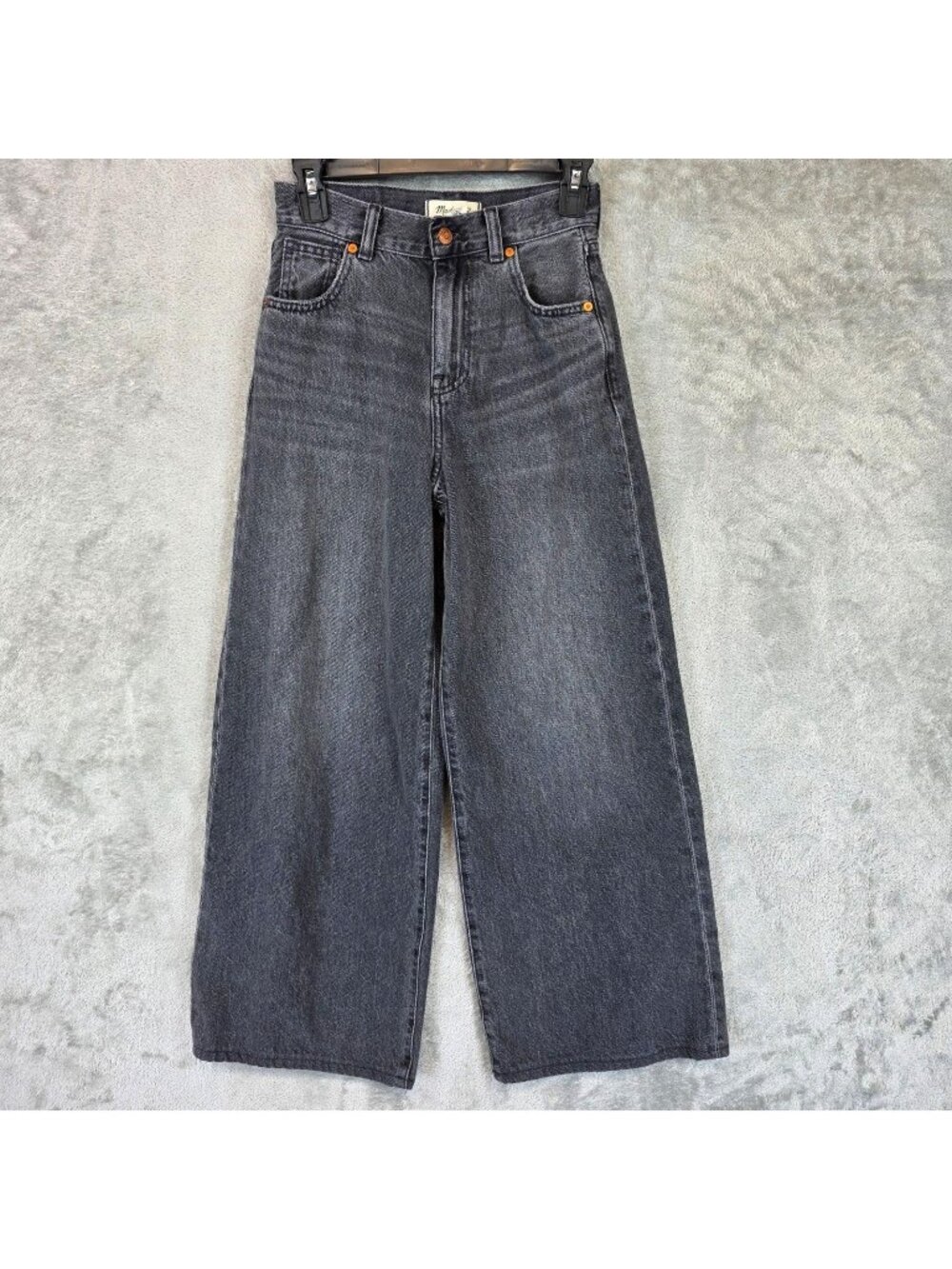 Madewell Superwide-Leg Jeans Womens 23 Gray Charcoal Wash High Rise Denim